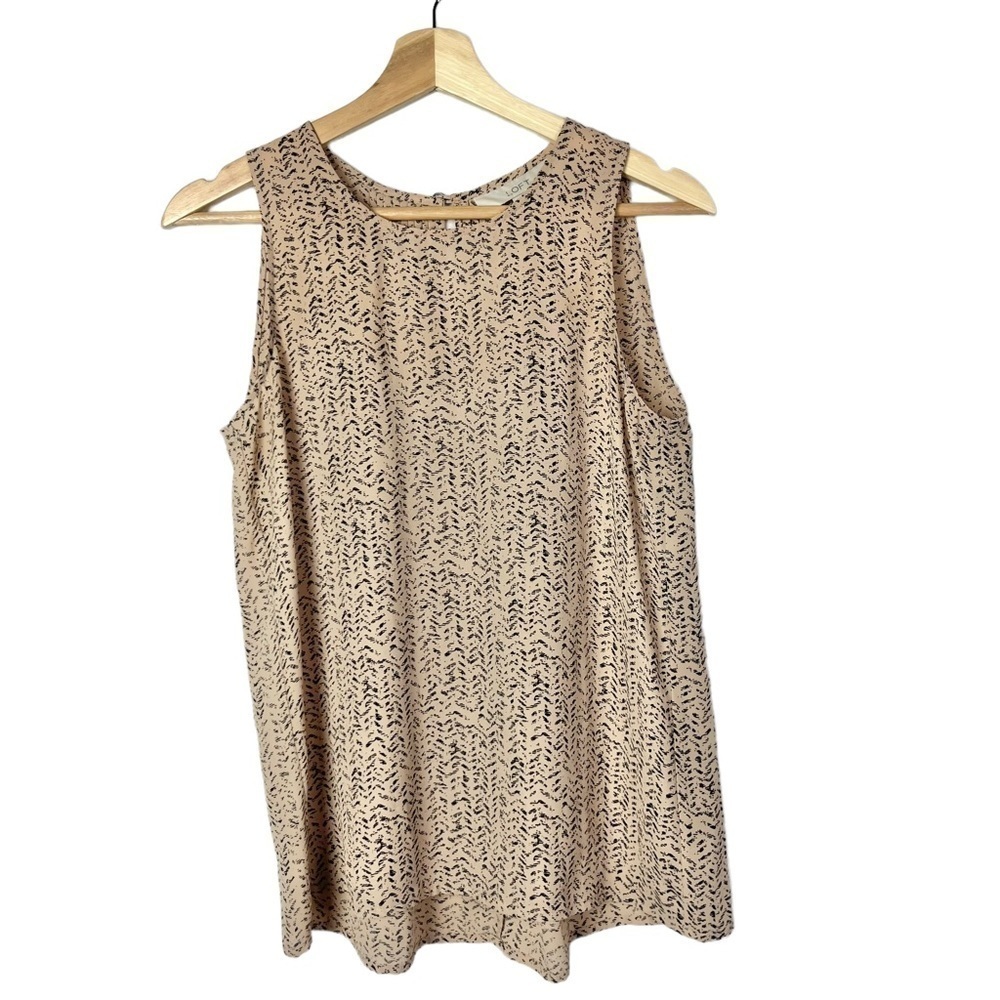 Ann Taylor‎ LOFT Beige & Black Printed Sleeveless Blouse XS